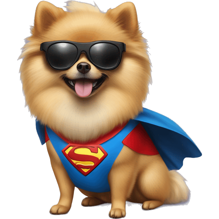 pomeranian in superhero suit emoji