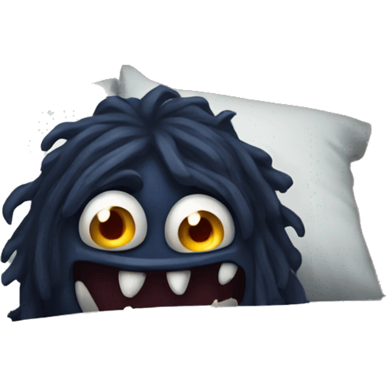 monster hiding under the dark bed emoji