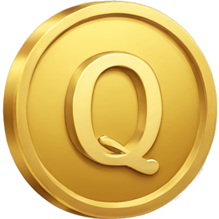 Gold coin depicting the letter Q emoji