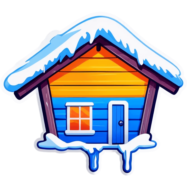 Blue wooden hut, in winter emoji