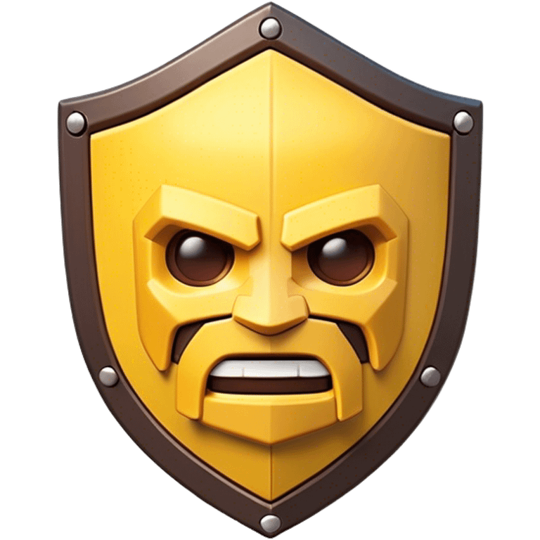 Clash of Clans aesthetic: Cinematic Playful Pixel 3D Shield Emoji, rendered in a 3D vector-style similar to standard emojis with minimal shading and bold, simplified shapes. A compact, distinct form with signature details, softly glowing with a pixelated adventure charm. Simplified yet unmistakably iconic, highly detailed and consistent, glowing with a soft radiance and high shine. Stylized with a touch of classic pixel-art charm and a soft glowing outline, capturing the essence of a beloved gaming relic with a friendly, playful manner! emoji