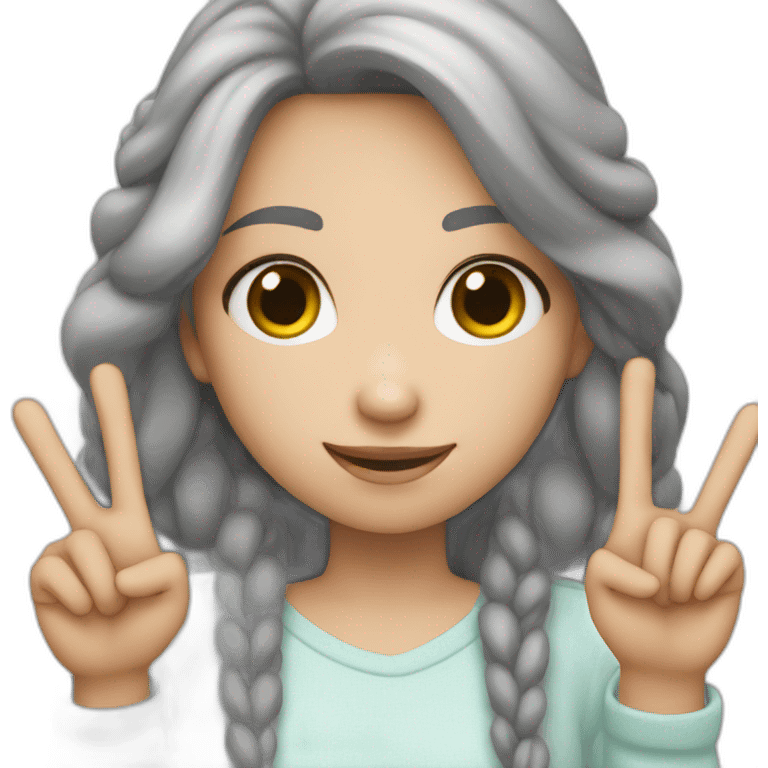 white skin girl showing three fingers up on her one hand emoji