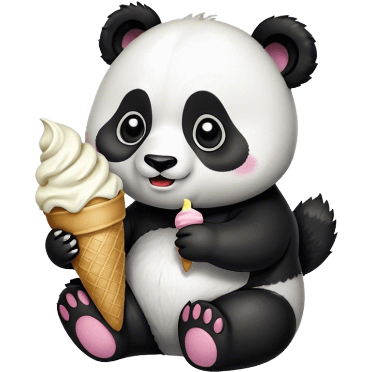 Panda eating ice cream emoji