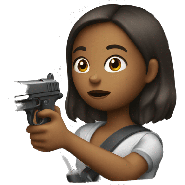 girl driving with toy gun emoji