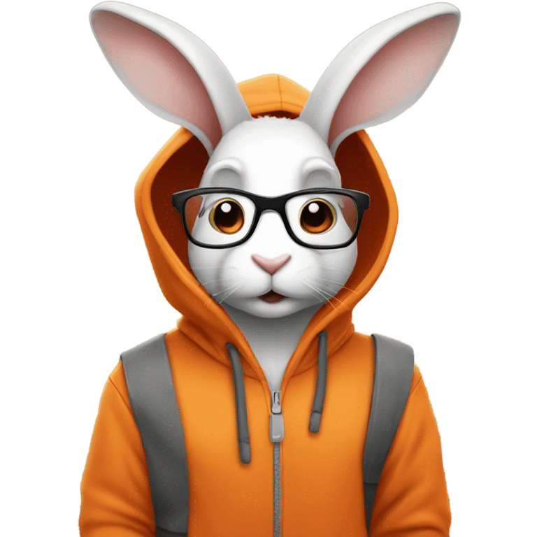  it specialist rabbit with glasses orang hoodie emoji