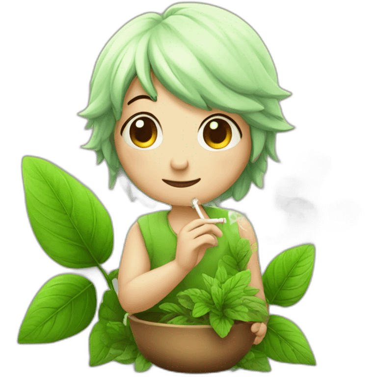 Cute fairy smoking herbs emoji