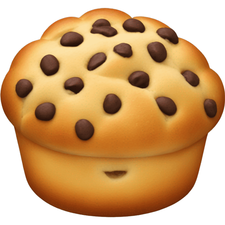 A round brioche with chocolate chip emoji