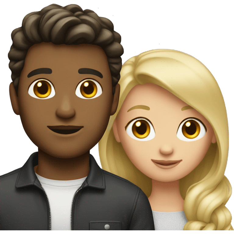 brunette girl with blonde guy emoji