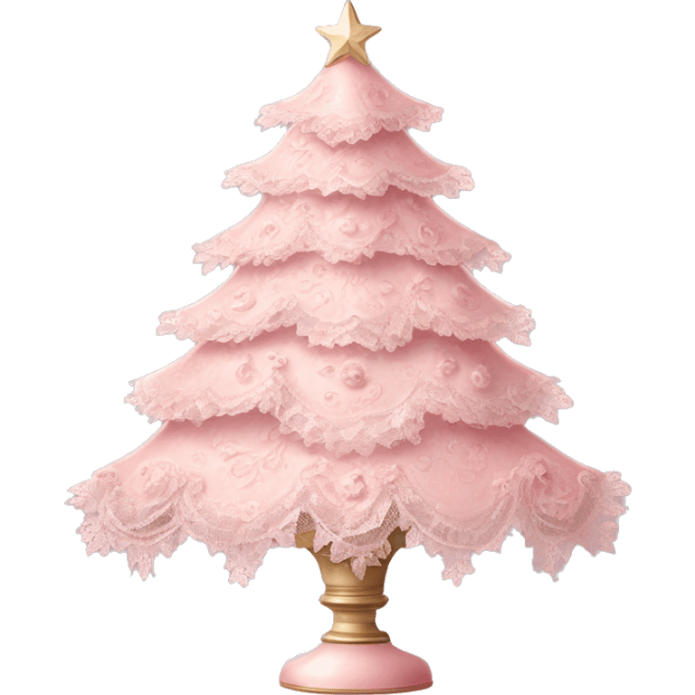 vintage rococo light pink christmas tree with lace and frills emoji