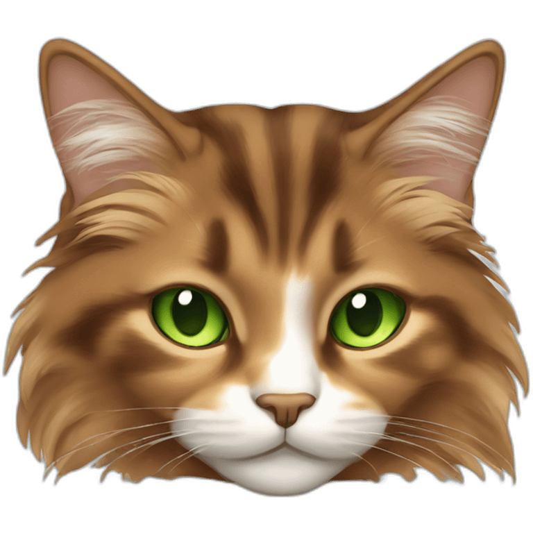 sleeping longhaired brown calico cat with green eyes emoji