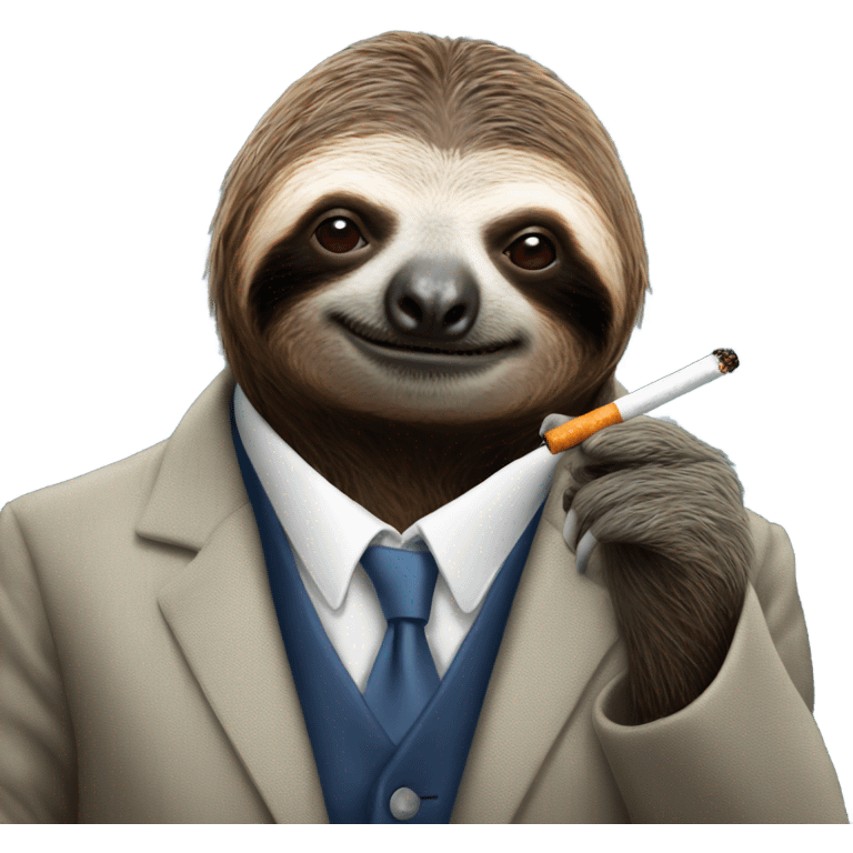 Sloth smoking cigarette in a suite emoji