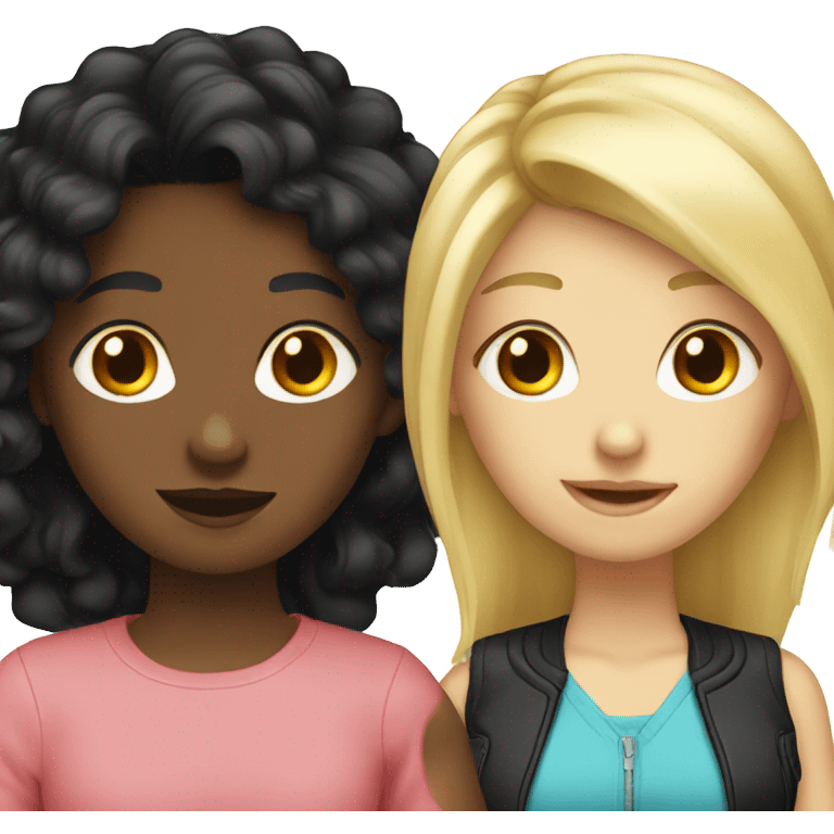 Blonde and black hair best friends emoji