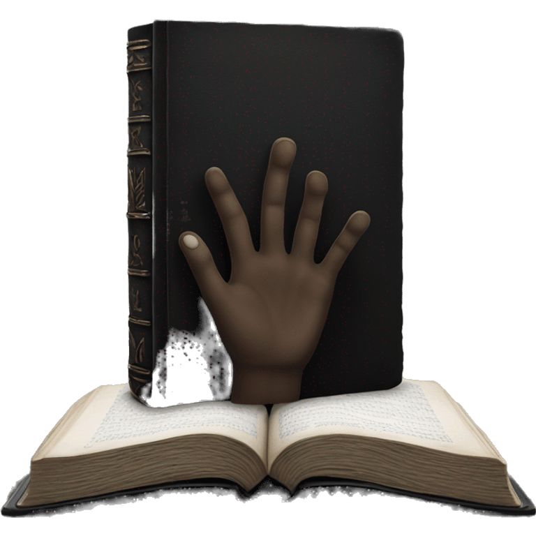 Black hand on black Bible emoji