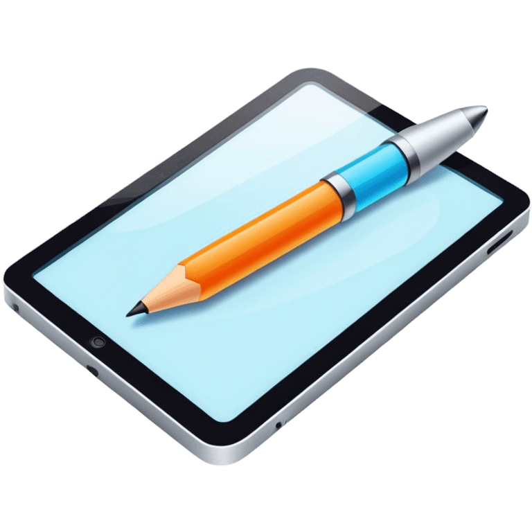 Computer graphics icon, digital design tools like a stylus, tablet, computer image, vibrant colors, minimalistic style, clean lines, transparent background. emoji