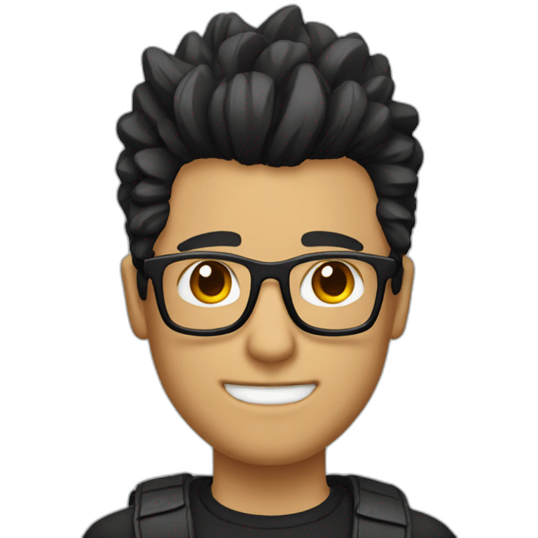 a guy with white glasses,black Fauxhawk hairstyle emoji