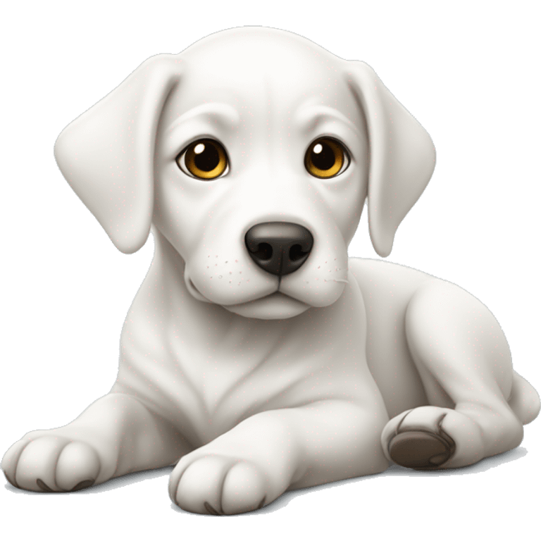 White puppy laying down emoji