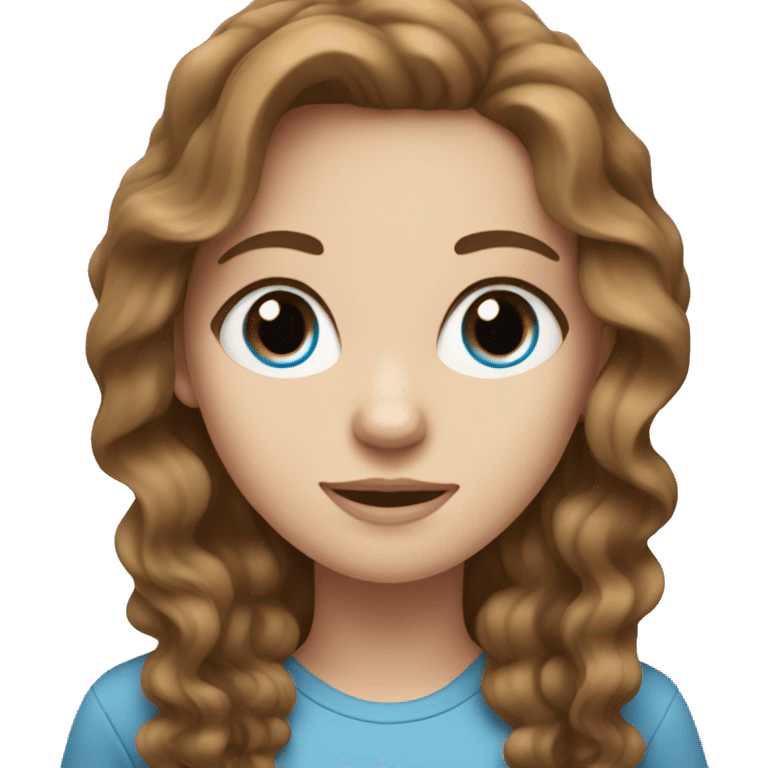 a white girl with blue eyes and wavy brown hair emoji