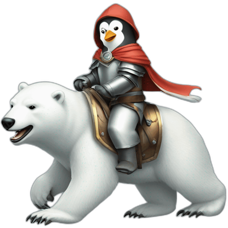 penguin knight riding a polar bear emoji