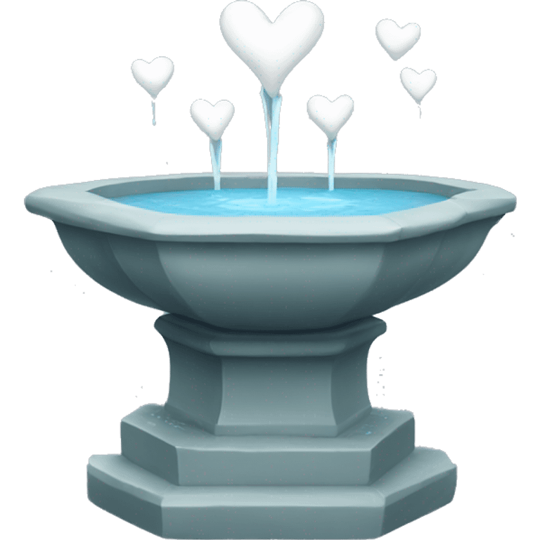 A fountain with little white hearts emoji