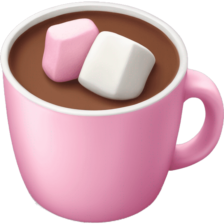 Pink mug of hot chocolate and marshmallows  emoji