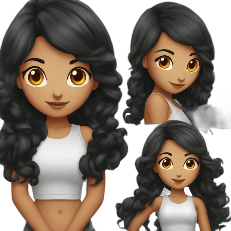 handsome girl-fox, black hair emoji