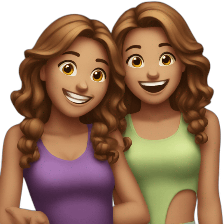 Girls besties laughing pretty emoji