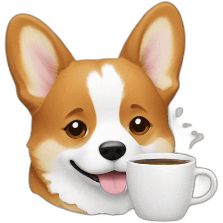 corgi drinks coffee emoji