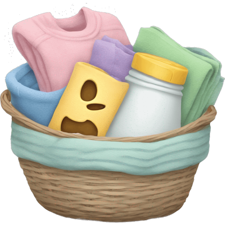 Cozy basket with laundry in pastel colors emoji