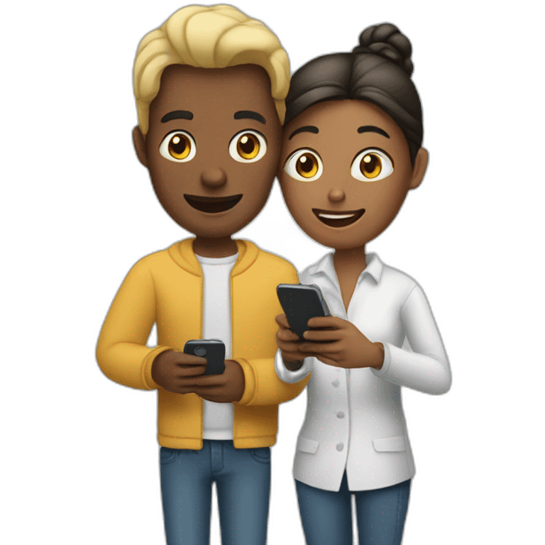 2 people using a mobile phone emoji