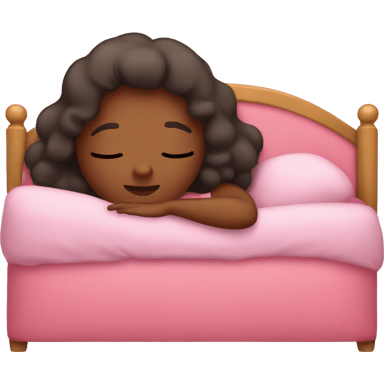 girl sleep in her pink bed emoji