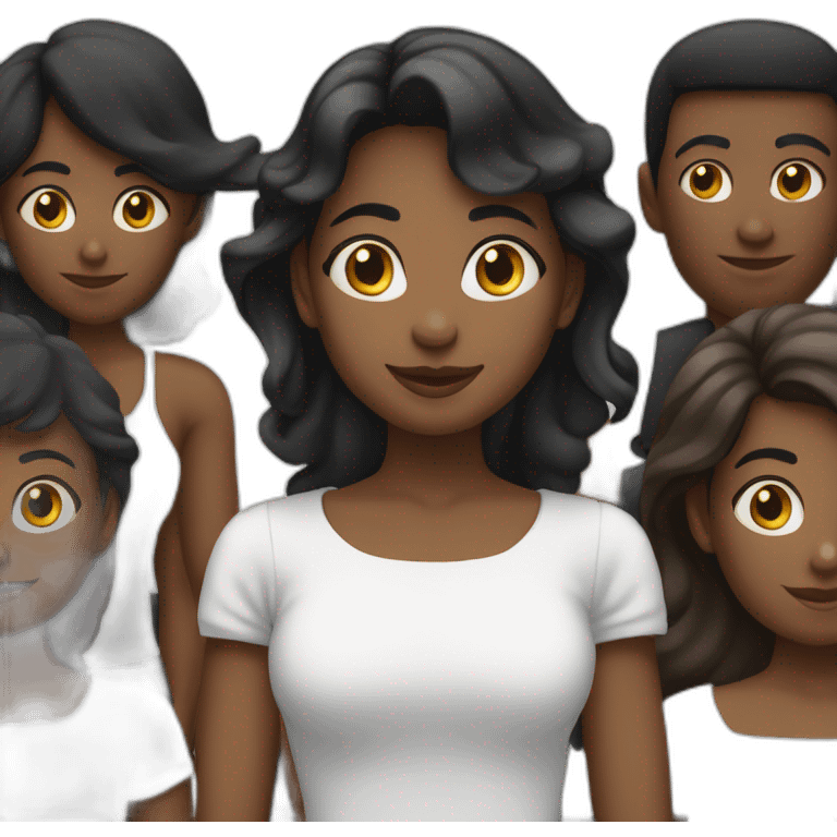 cinq personnes noires derrière une femme blanche emoji