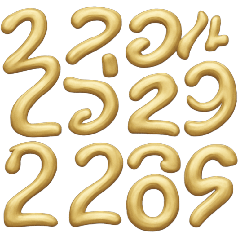 Write out the number “2025” in gold font emoji