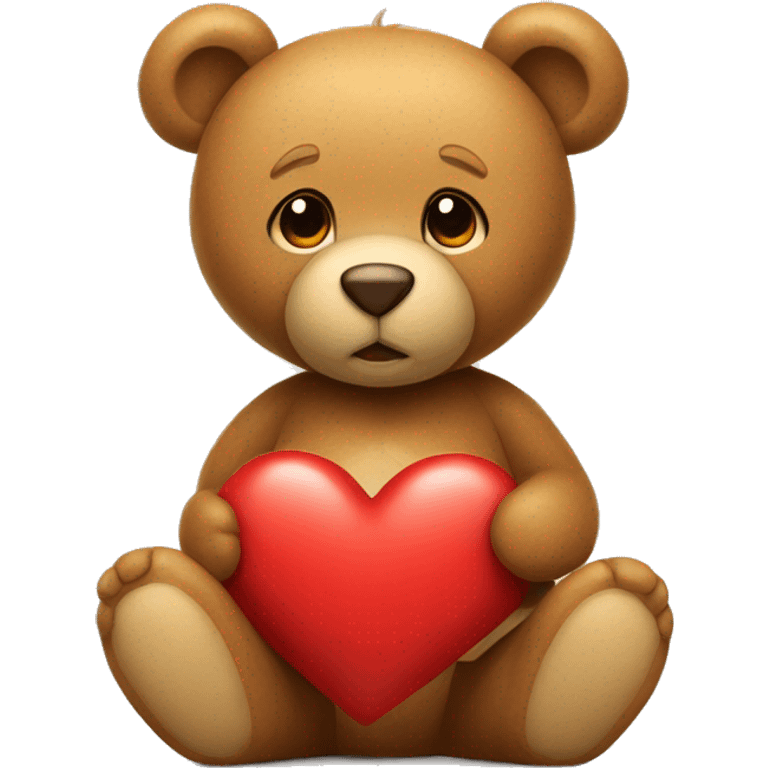 light brown teddybear with a red heart on the chest  emoji