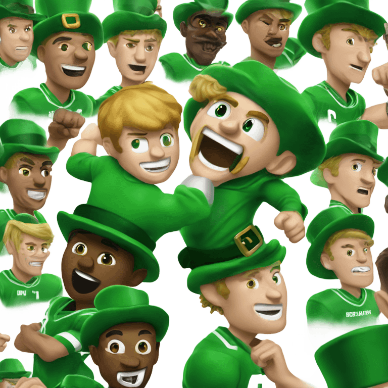 Leprechaun punching an Ohio state football player emoji