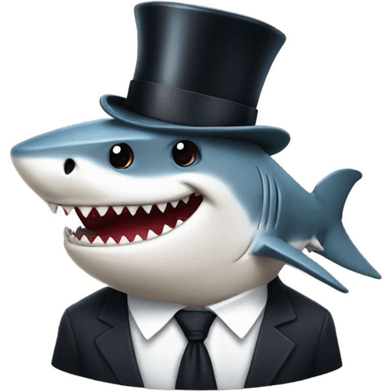 Shark with a top hat emoji