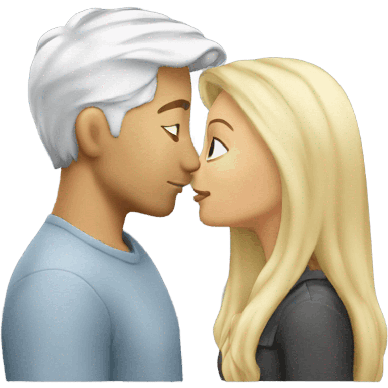 Blonde kissing gray hair white man emoji