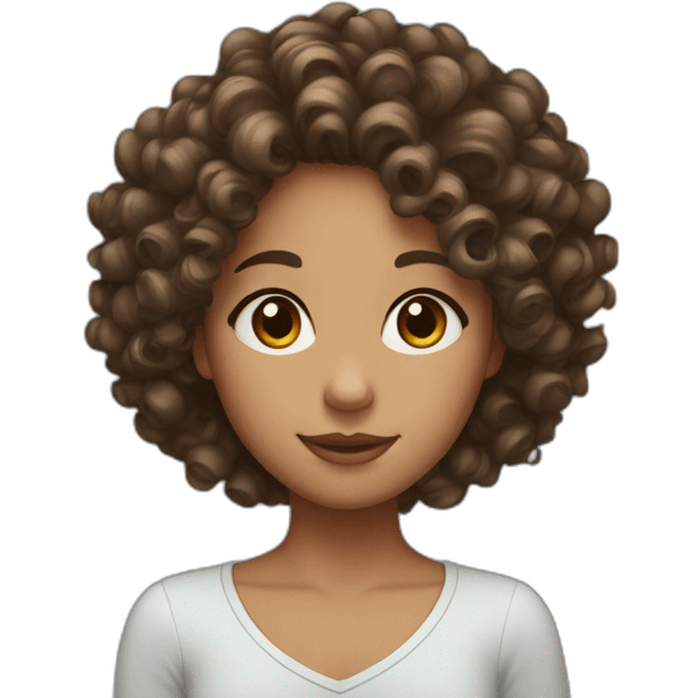 girl with curly hair and brown eyes emoji