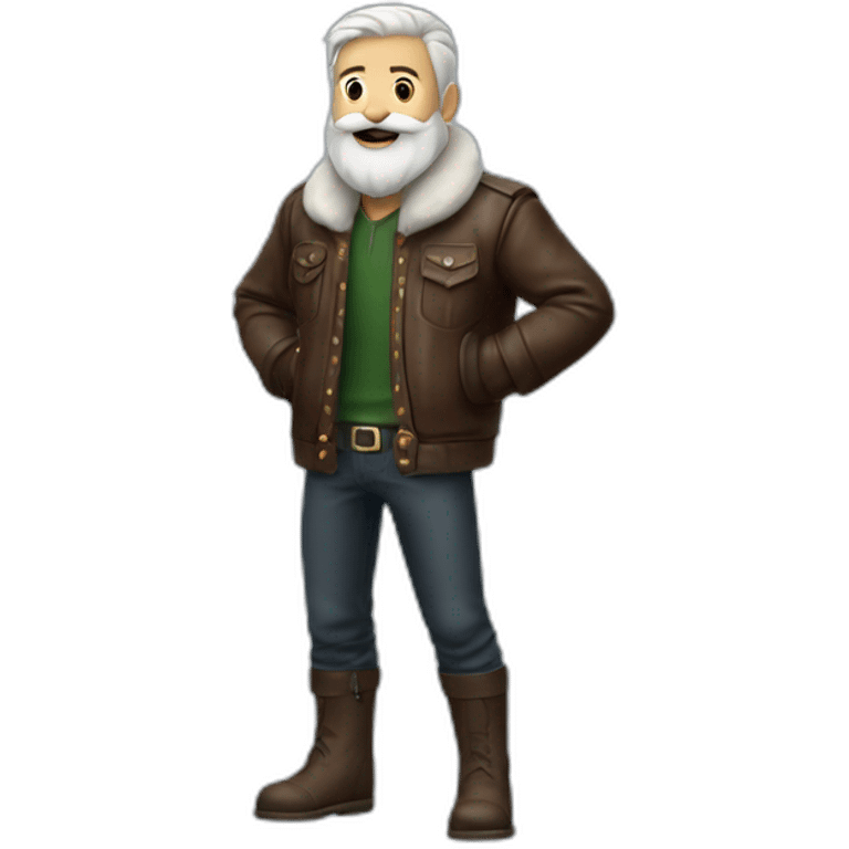 biff wiff santa beard wearing a leather jacket (full body, ios17) emoji