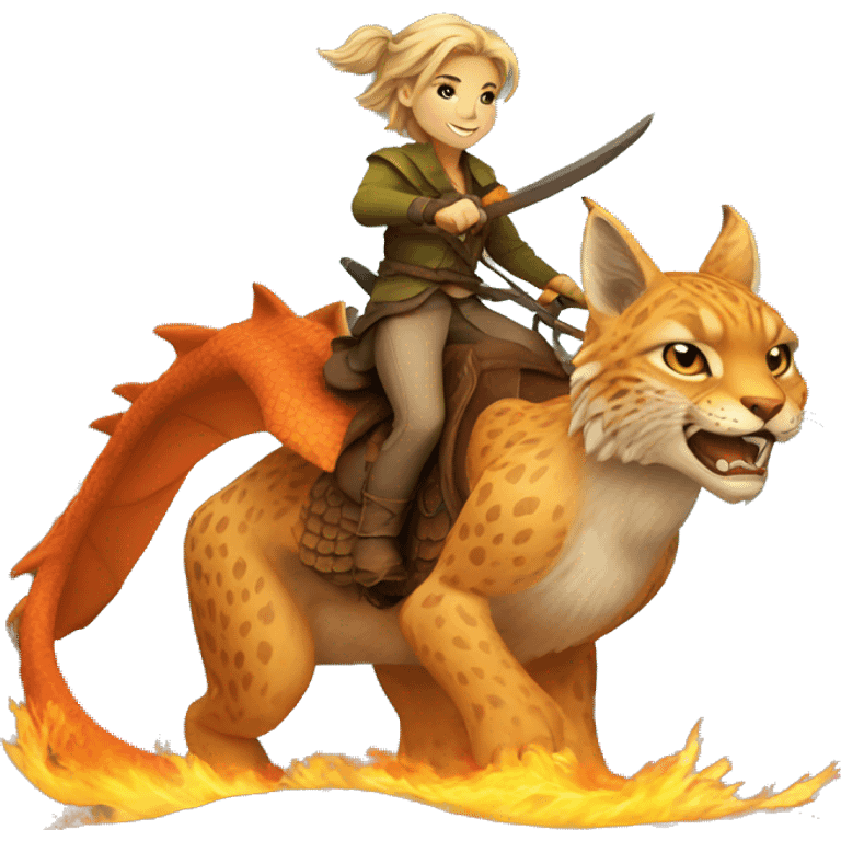 Lynx riding a dragon emoji