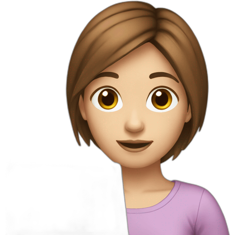 girl-brown-hair-with-computer emoji