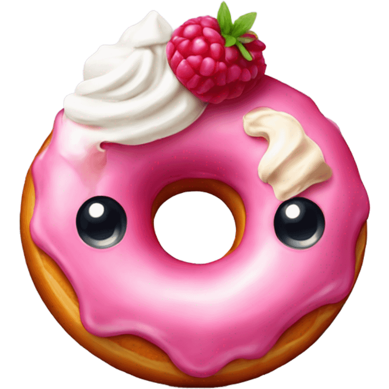 Raspberry doughnut with ice cream emoji