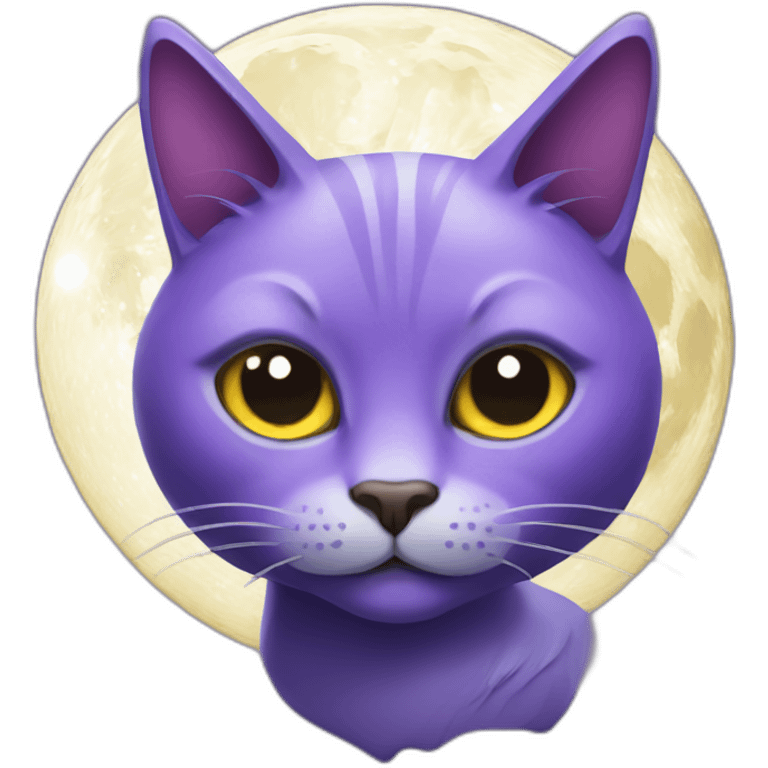 purple cat with moon on head emoji