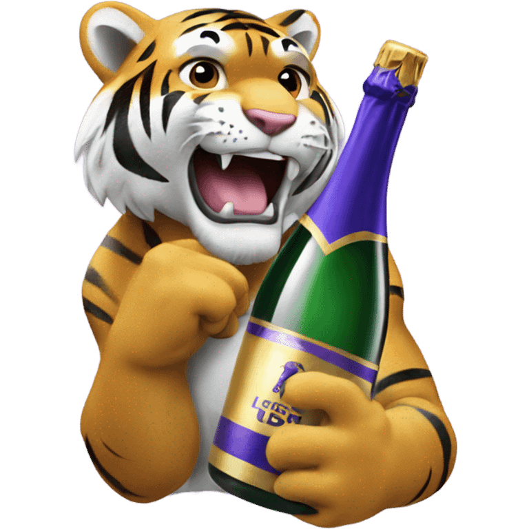 LSU Mike the Tiger popping champagne bottle emoji