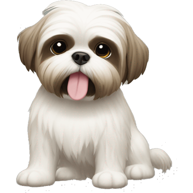 White Shih Tzu with a sloth toy  emoji