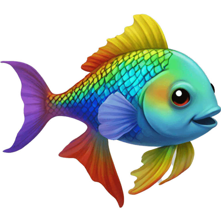 Rainbow fish kissing  emoji