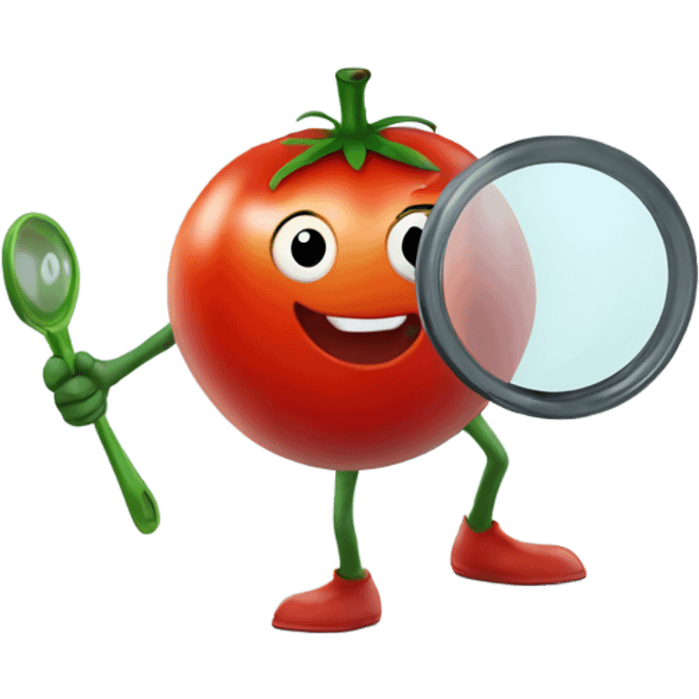 happy tomato with magnifying glass in hand emoji