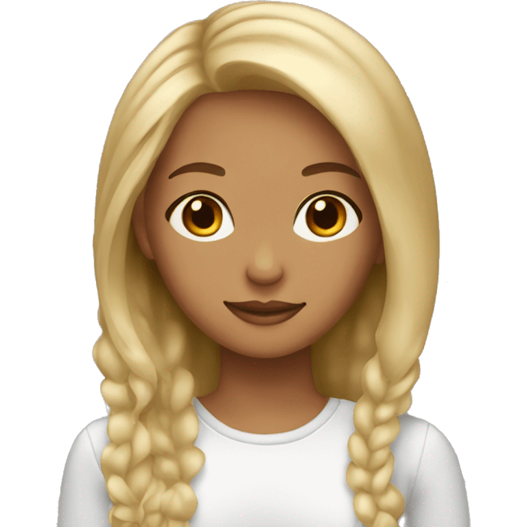 Girl with blonde highlights and brown eyes emoji