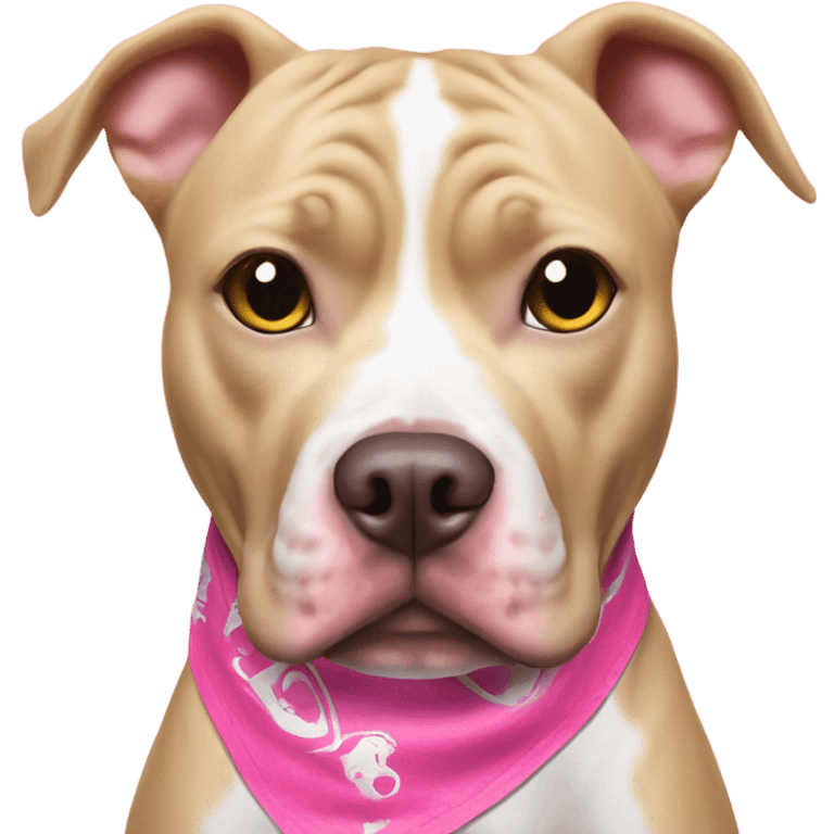 Blonde pitbull dog with pink nose and ghost bandana  emoji