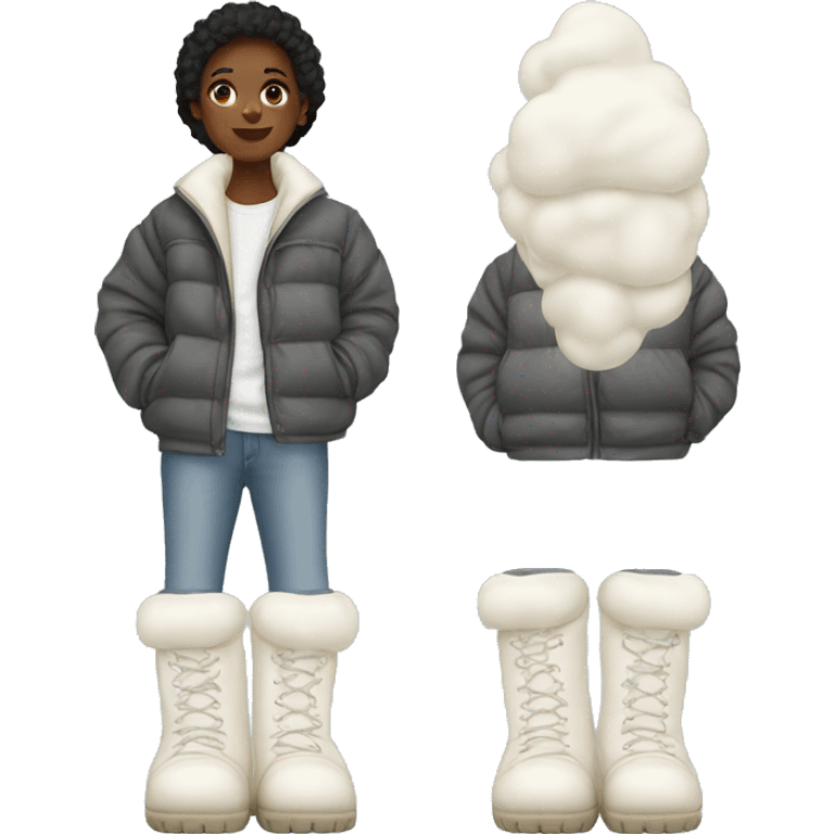 Puffy oversized chunky white boots emoji