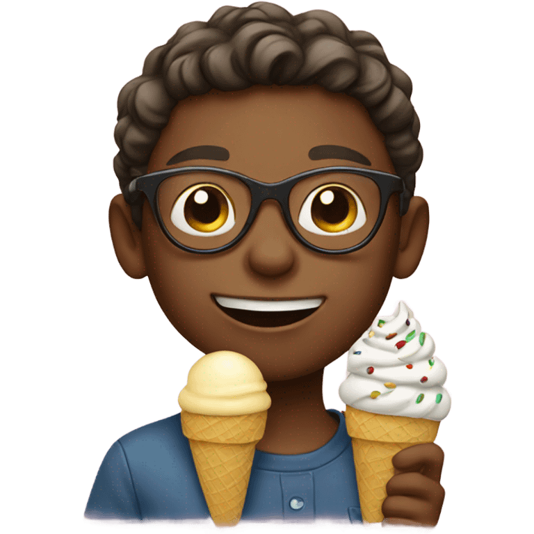 Kid wearing glasses eating ice cream  emoji